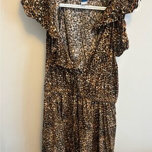 Old Navy Brown Leopard Print Midi Dress